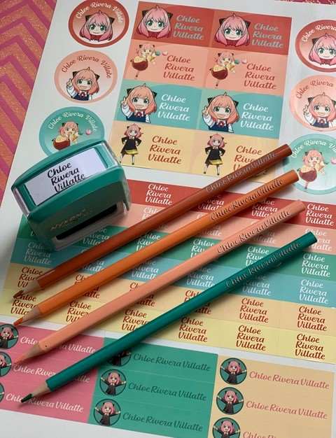Etiquetas escolares autoadhesivas